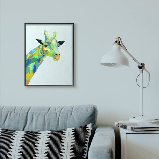 Stupell Industries Giraffe Abstract Shapes Wall Art in Black Frame